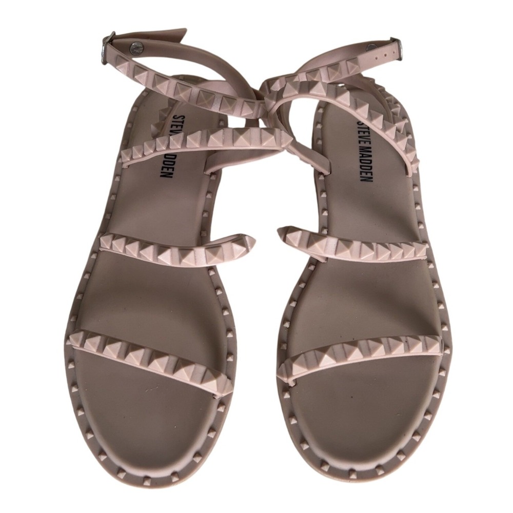Steve Madden Travel J strappy studded neutral sandal women's SZ: 7